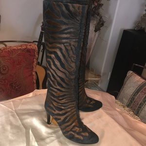 ANDREA PFISTER CUSTOM KNEE HIGH VINTAGE ZEBRA BOOTS